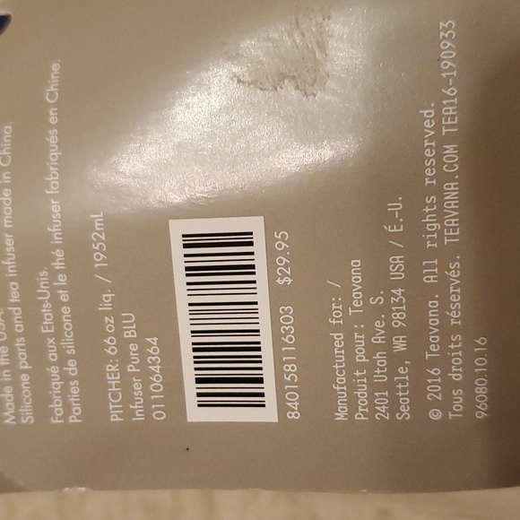 Teavana 2 Quart Iced Tea Infuser PBA Free Keep Upright Or On Side In Fridge! NWT - Picture 6 of 8